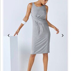 Fabletics Cotton Retta Midi drape gray sleeveless t-shirt dress Size Medium